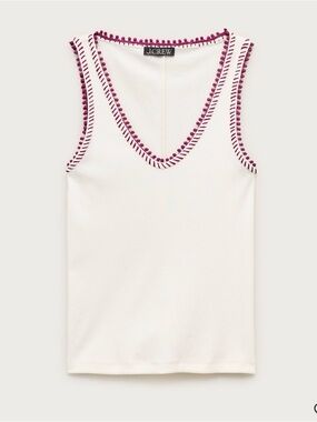 J Crew Perfect V Neck Ribbed tank top with hand stitched trim